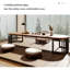 Burlywood + Black Solid Wood + Iron Oval Coffee Table-108974051