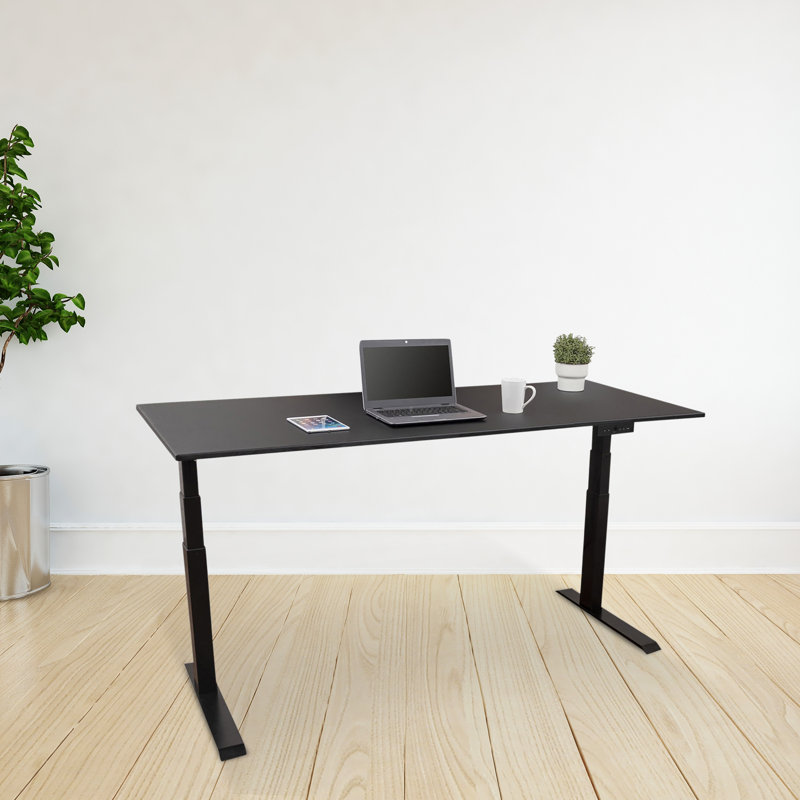 Bureau debout à hauteur ajustable électrique, Noir / noir, H 26 po x l 70,9 po x P 29,5 po