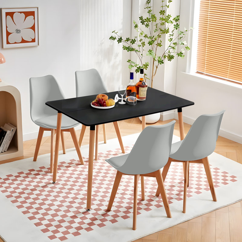 Nero 4 - Person Dining Set, Black, Grey