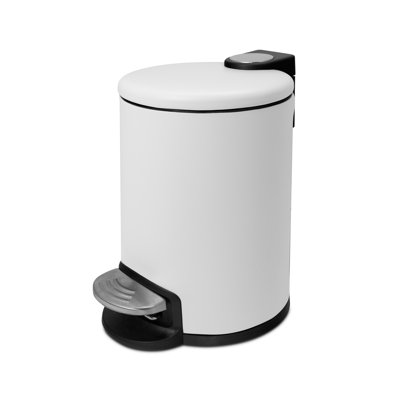 Acento 0.8 gallon, Round Soft Close Premium Pedal Waste Bin In Matte White