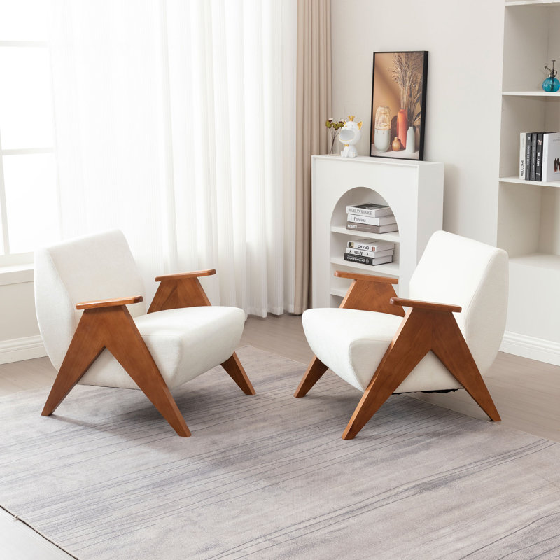 69.9Cm Wide Chenille Armchair, Beige Chenille