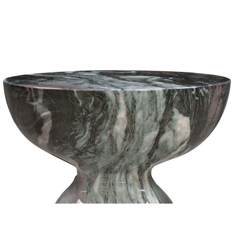 Gray Marble Finish Round Concrete Side Table