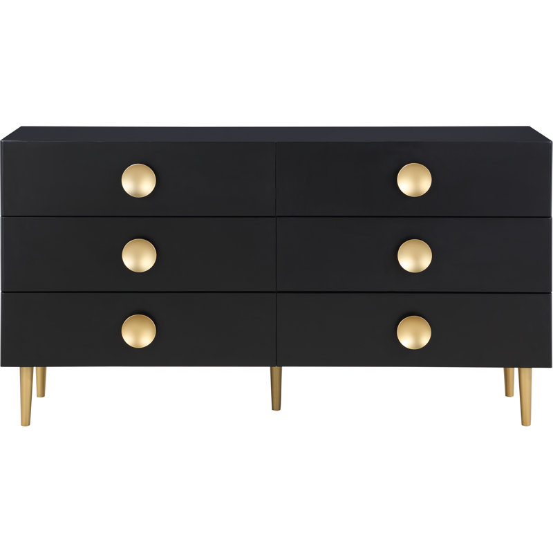 Zayne 6-Drawer Double Dresser, Black