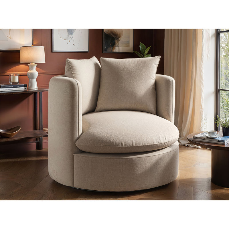 Upholstered Swivel Accent Chair, Beige