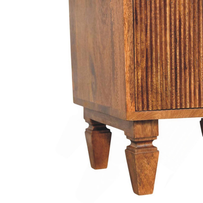 Wood Louvre Bedside Unit,Brown,2-Drawers, Brown
