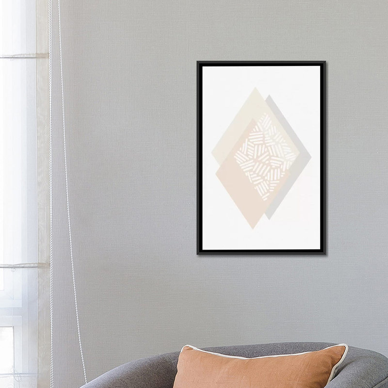 «Minimalist Geometric II», impression sur toile, H 26 po x l 18 po x P 1,5 po, Toile avec cadre noir, Pas de tapis
