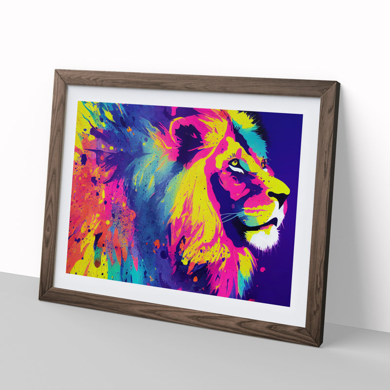 Splashed Lion Vol.5 Abstract - Framed Print, Walnut Framed, 34cm H x 46cm W x 2cm D