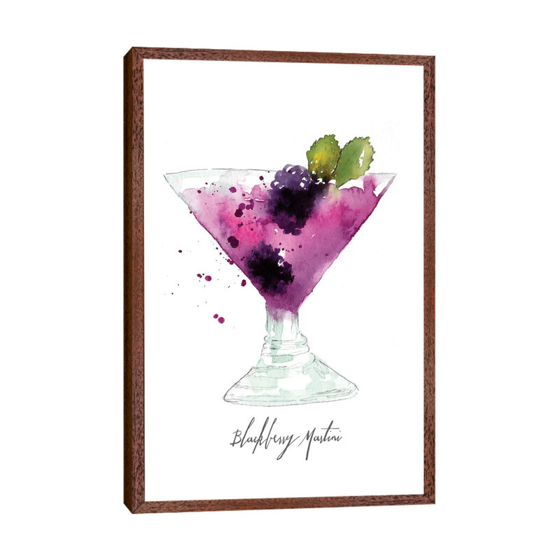 Blackberry Martini by Bria Nicole - Print on Canvas, 101.6 cm H x 66.04 cm W, Classic Brown Wood Framed