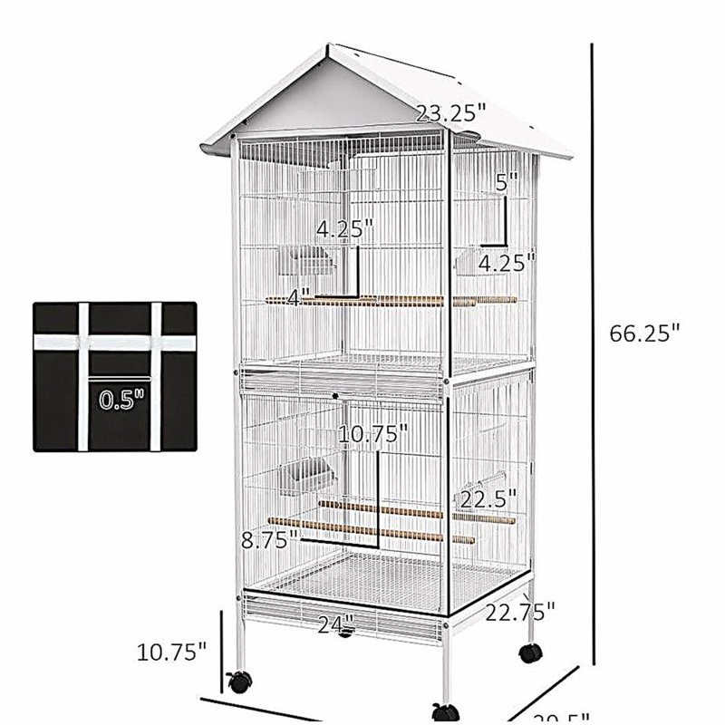 Cage à oiseaux pratique, mangeoire à oiseaux en métal avec support roulant