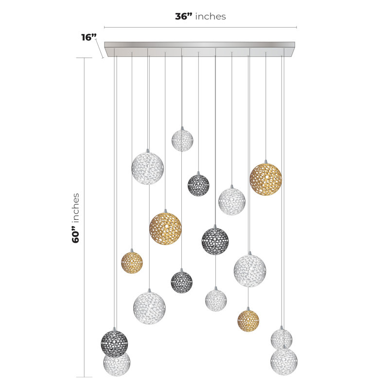 Napa 17 - Light Pendant, Black, 60" H x 36" W x 16" D