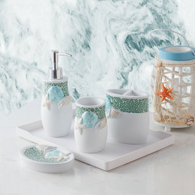 Seascape 4 Piece Bathroom Accessory Set