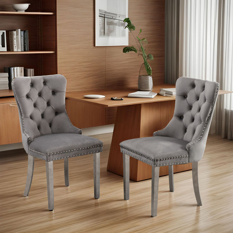 Gigee Dining Chair, Gray, Chrome