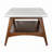 Two-Tone Rectangular Coffee Table with Lower Shelf – White Top and Pecan Base