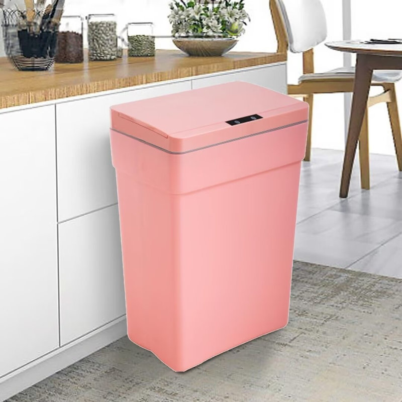Plastic Motion Sensor Kitchen Trash Can - 13 Gallons, Pink