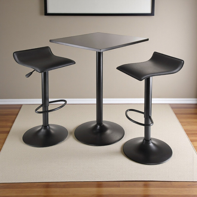 Ensemble de salle à manger 3 pièces avec chaises réglables au fini noir H 34,6 po x l 23,6 po x P 23,6 po Moorehead