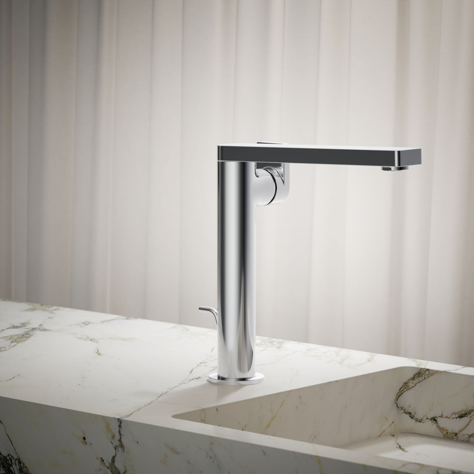 Composed Single Hole Bathroom Faucet with Drain Assembly, Polished Chrome