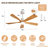 52 Inch Modern Ceiling Fan With 3 Color Dimmable 5 Solide Wood Blades Remote Control Reversible DC Motor With Led Light-910558748-910558750