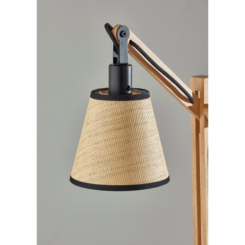 Lampe de bureau en bois massif Mansour, Noir / brun