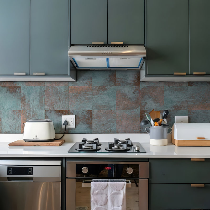 Autocollant de dosseret de cuisine bleu bronze