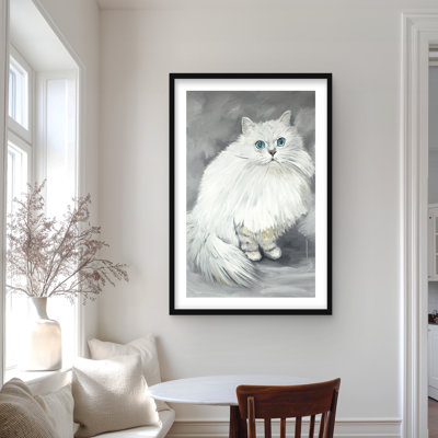 Chinchilla Persian Cat Print - Framed Matted Home Decor Art