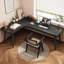 Bureau d'écriture en bois massif noir en forme de L-1319576074-1319576085