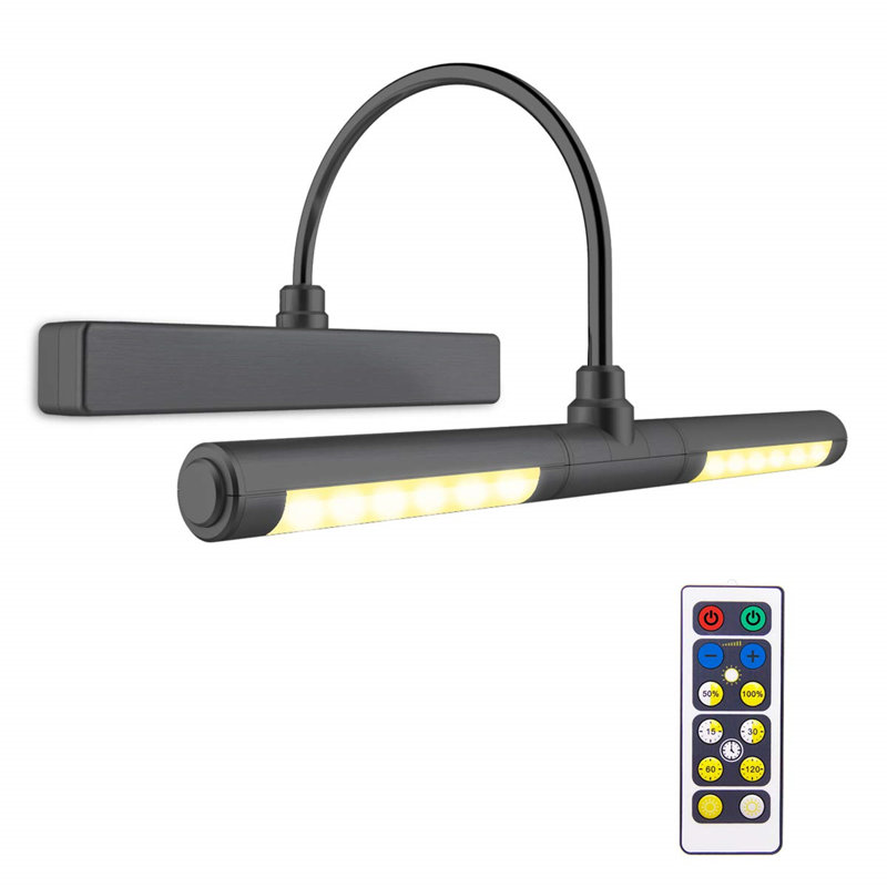 Battery Powered LED Wall Mount Picture Light, 3cm H x 33cm W x 15cm D, Matte Black