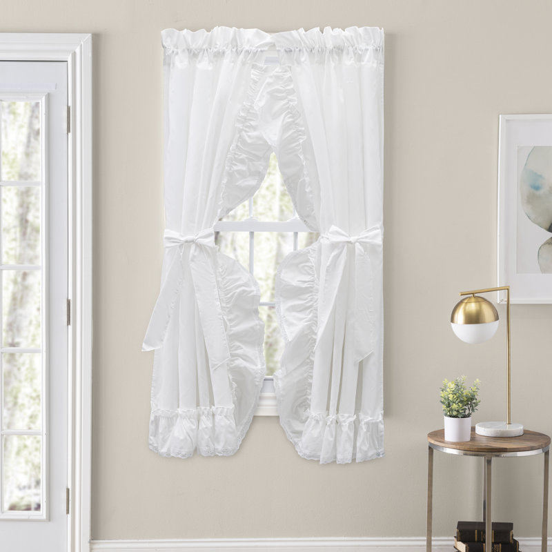 Bralynne Cotton Blend Semi-Sheer Curtain Pair, White, 50" W x 72" L