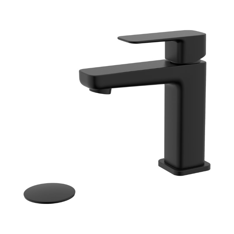 Robinet de lavabo de salle de bain moderne à poignée simple Craftx VIBE, Noir mat