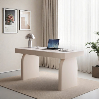 Creamy Style Two-drawer Storage Desk