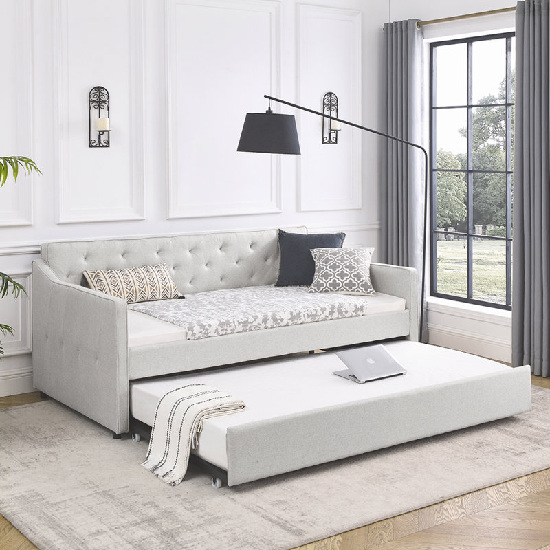 Lit tapissier Giankarlo, Beige