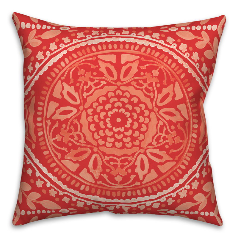 Housse et insert de coussin extérieur d'extérieur, Rouge, Floral 1