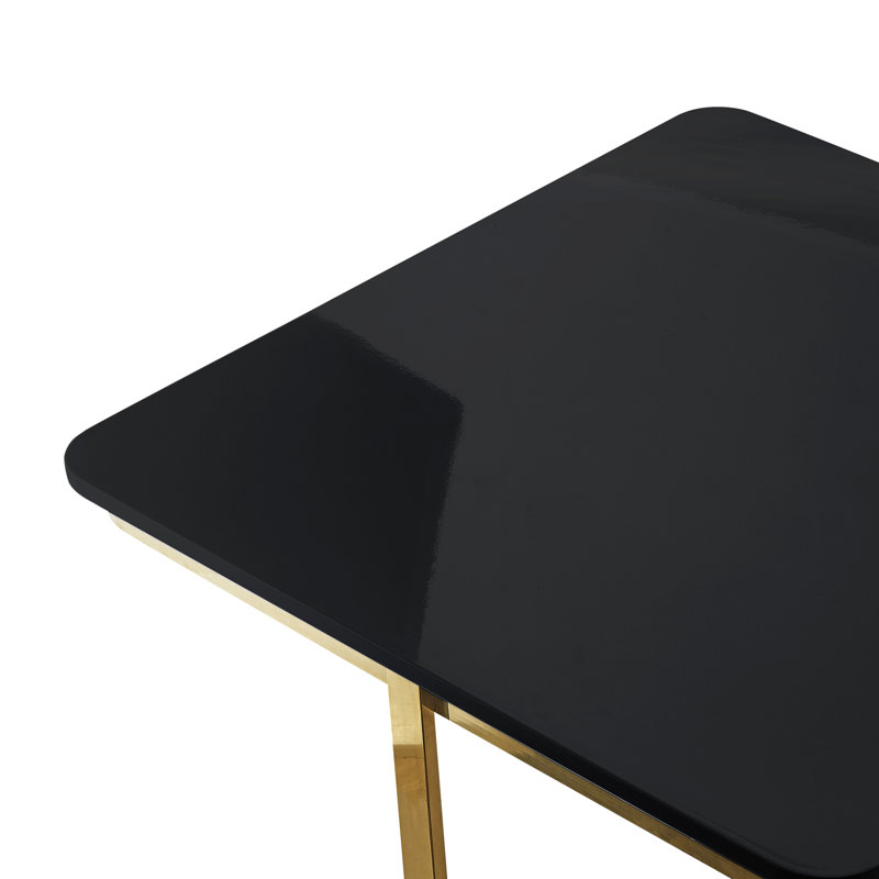 Aili Pedestal Coffee Table with Storage For Bedroom, Black/Gold