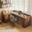 70.87"Walnut L-Shaped Solid Wood with 6 drawers desk-108958865-108958868