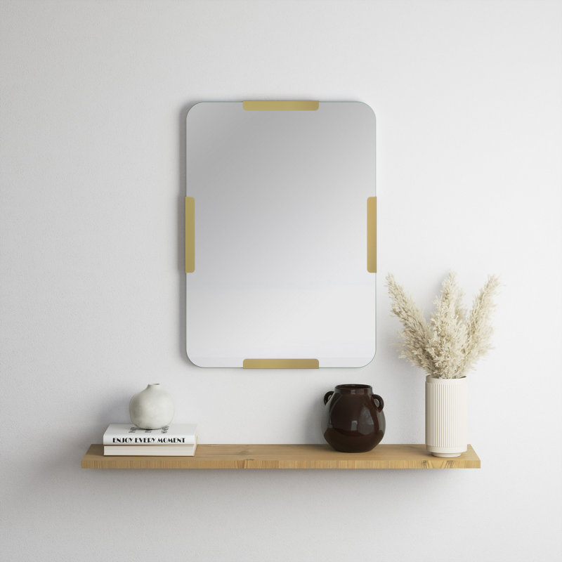 Miroir décoratif élégant, finition dorée, 19,7 po x 27,6 po | Structure 100% métal, épaisseur: 0,7 pouce | Design moderne parfait pour la décoration intérieure et les murs décoratifs, élégant et durable | Rehaussez l'esthétique de n'importe quelle pièce