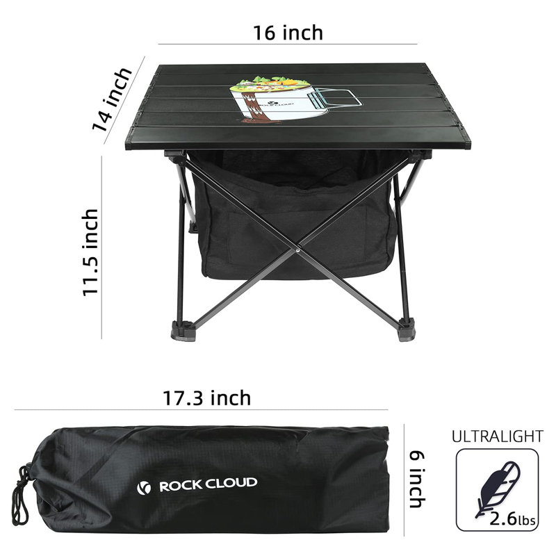 Square Metal Folding Outdoor Camping Table , 14'' in. W 16'' in. D