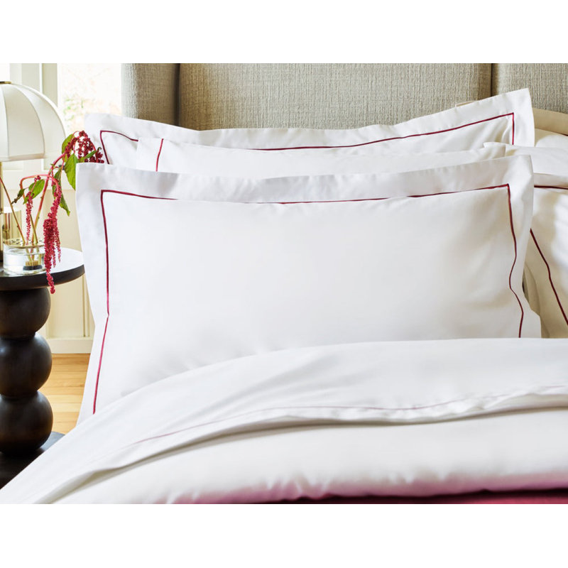 Premium Sateen Duvet Cover Set, King Duvet Cover + 2 Standard Pillowcases, White/Fuchsia