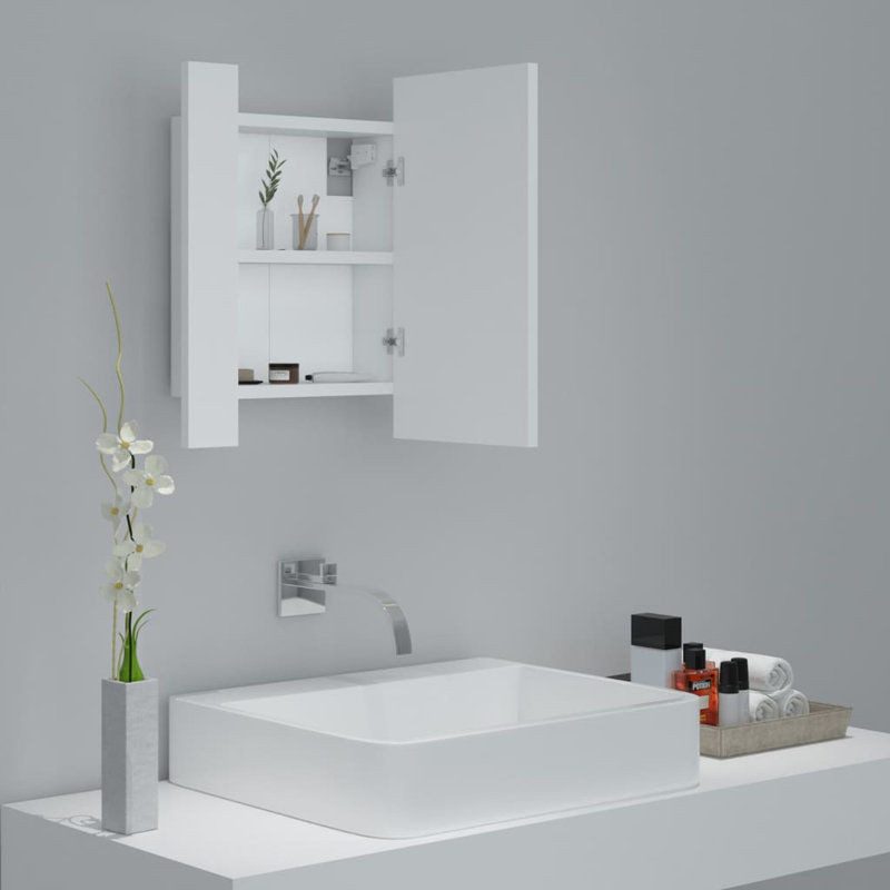 Engineered Wood Flat Wall Mirror, White, 14.57" x 31.5"