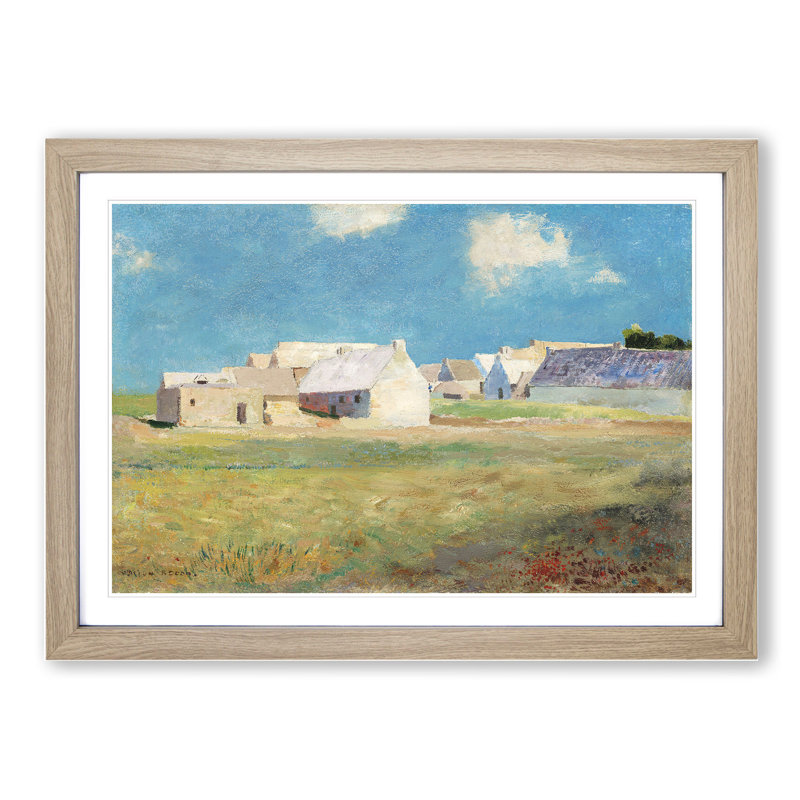 Breton Village by Odilon Redon - Picture Frame Painting, 48cm H x 65cm W x 2cm D, Oak