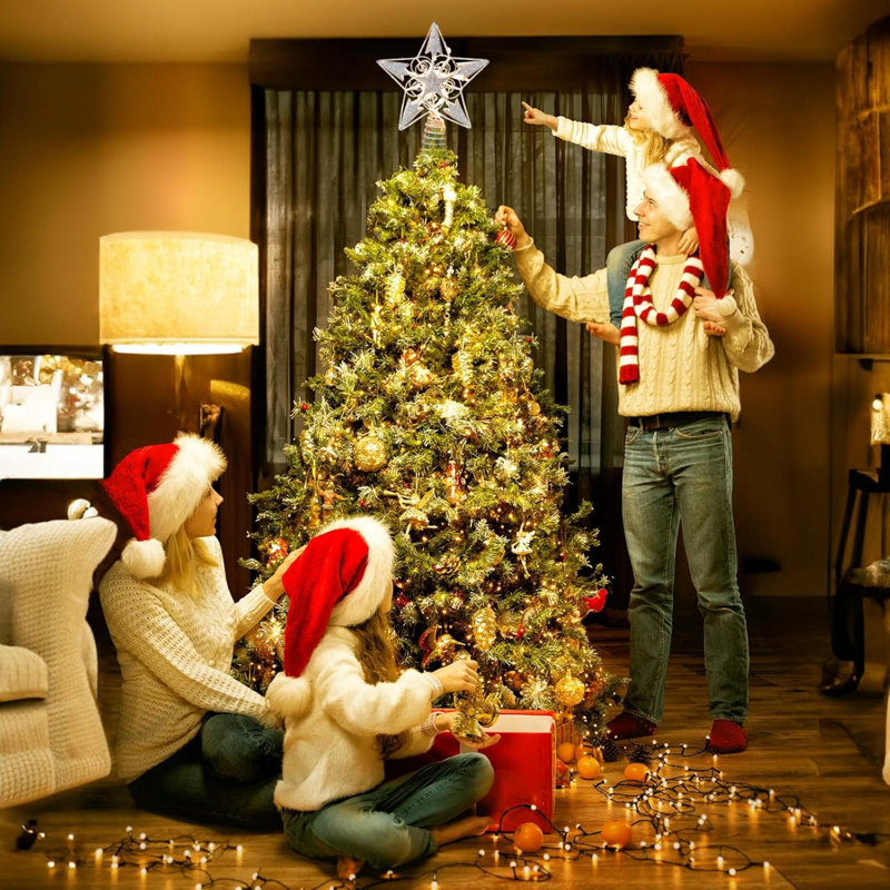 Christmas Star Tree Topper, 9.5In Plug In Sliver Glittered