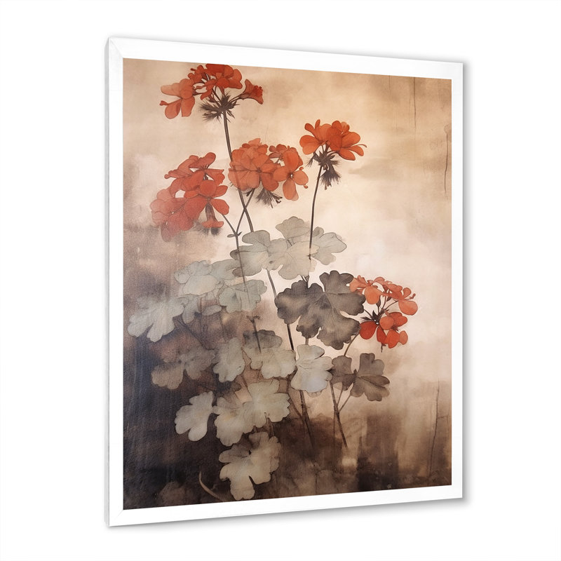 «Vintage Euphony Geraniums» sur impression sur toile, H 20 po x l 12 po x P 1 po, Cadre photo blanc