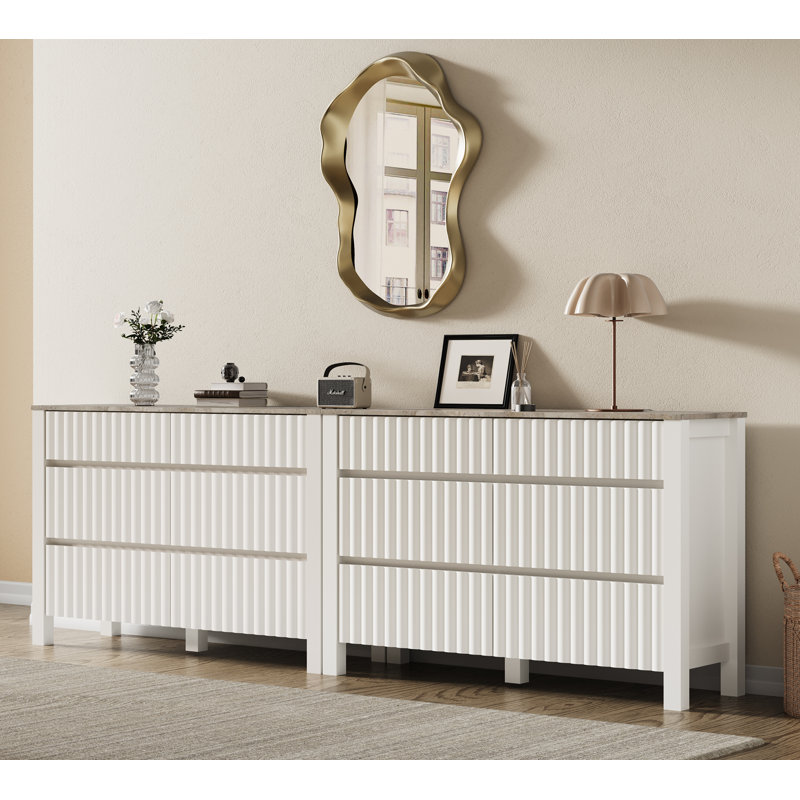 Commode blanche moderne pour chambre à coucher avec 12 tiroirs Fellman