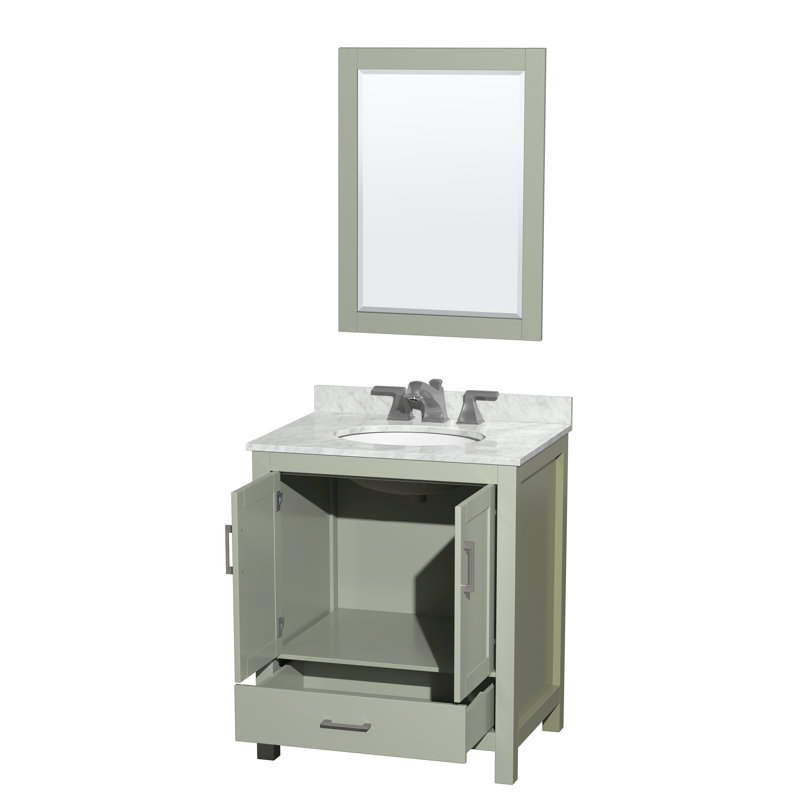 Sheffield 30" Single Bathroom Vanity Set with Mirror, Light Green