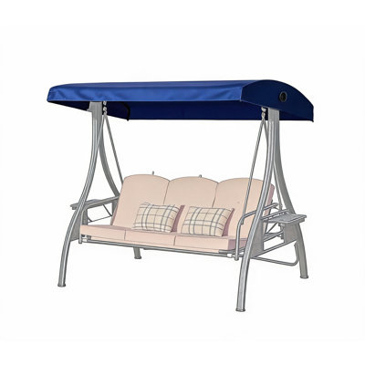 3-Seat Patio Swing Replacement Canopy Cover, Waterproof UV Resistant Porch Swing Top Cover 75.2×47.2in for Outdoor Garden Swing Chair
