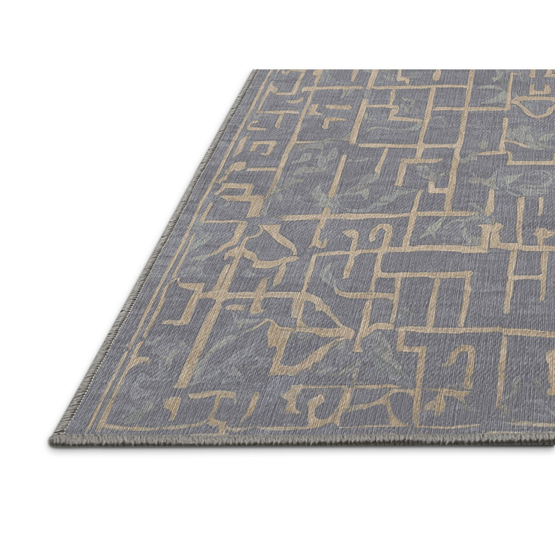 Machine Washable Gray Area Rug, Rectangle 4' x 6'
