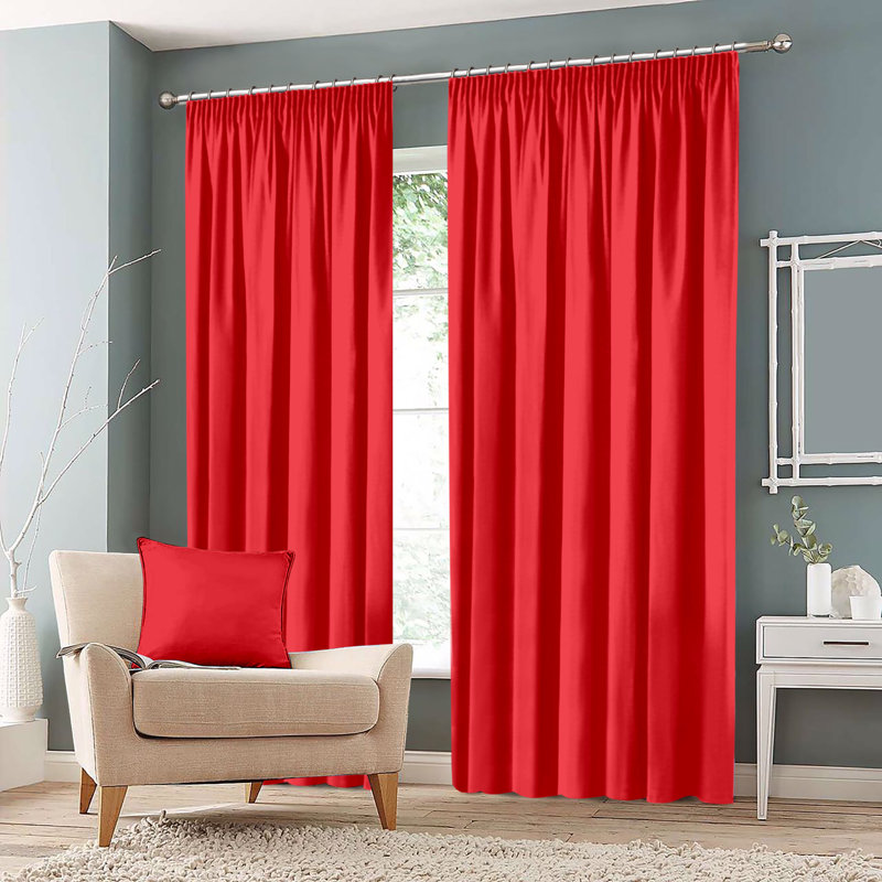 Eiliana Room Darkening Curtain Pair, Red, Width 116 x Drop 137 cm