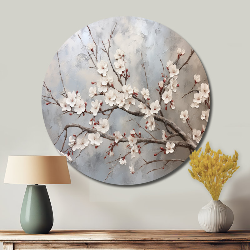 Menlo - art floral rond en métal, H 16 po x l 16 po