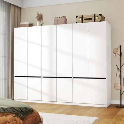 75'' H 6-Door Wardrobe Armoire with 3 Hanging Rods(Set of 3)