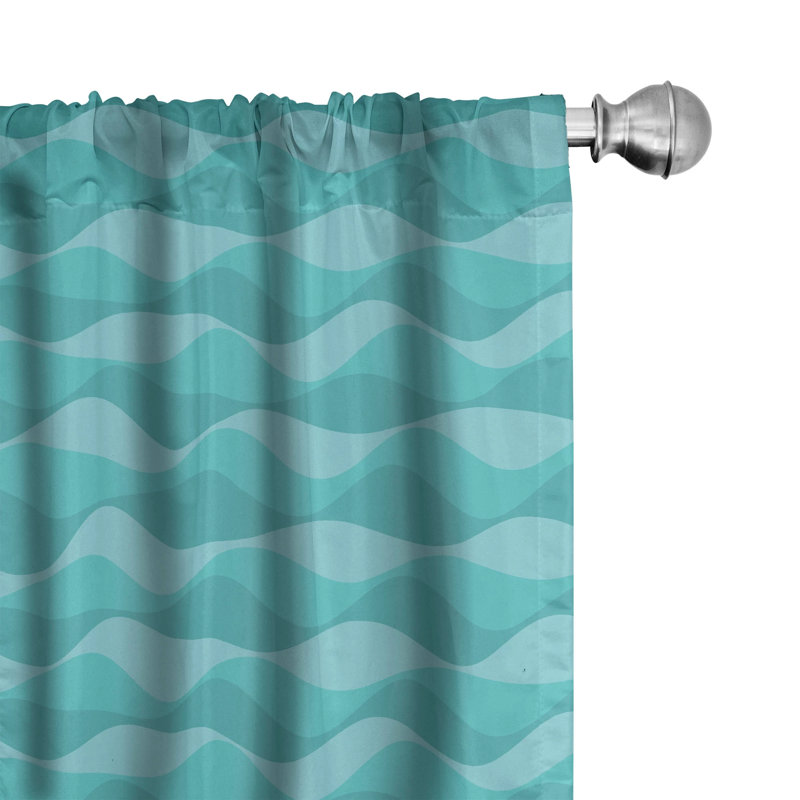 Wave Pattern Geometric Semi-Sheer Rod Pocket Curtain Panels, 28" W x 84" L