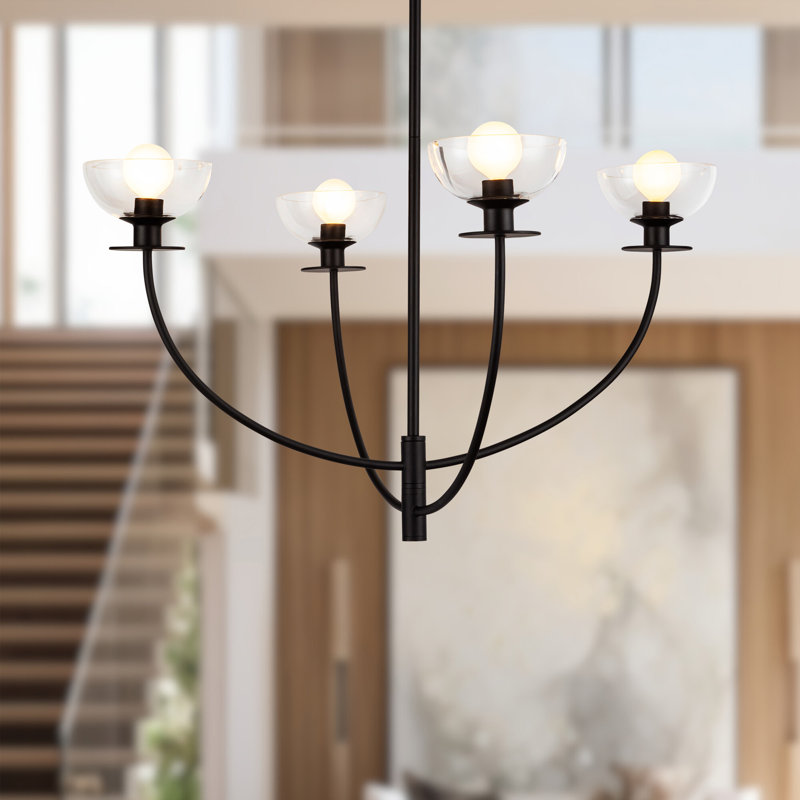 Lustre moderne 4 lumières 26 po Blakehurst, Noir mat