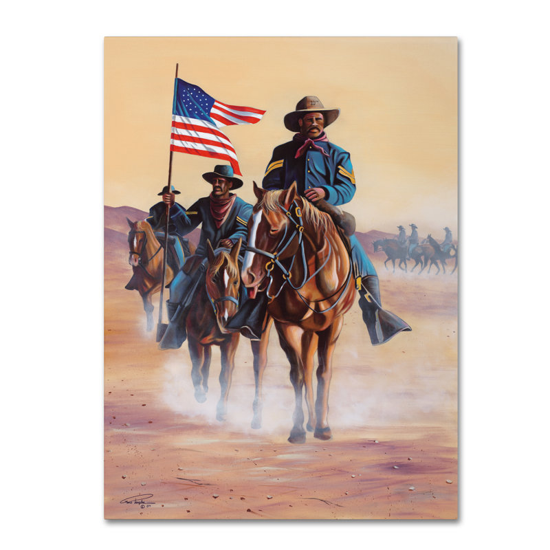 Wrapped Canvas Wall Art - Geno Peoples 'Buffalo Soldiers' Wall Art for Living Room, Bedroom, or Office Décor - 24x32